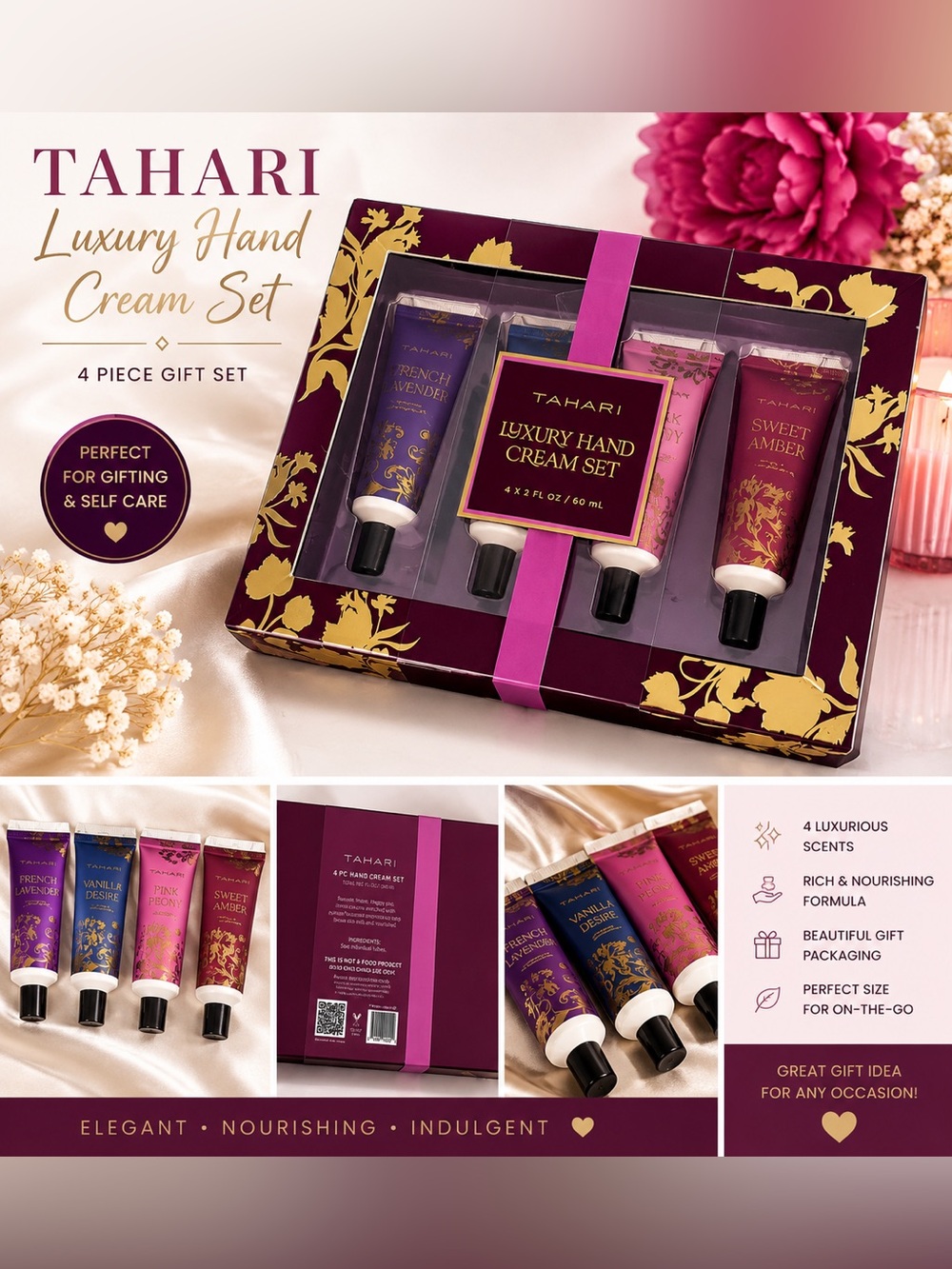 Tahari Luxury Hand Cream Set 4 Piece Gift Set New in Box